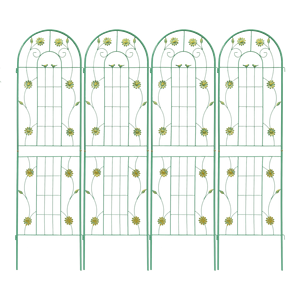 Lot de 4 treillis de jardin en métal antirouille de 71 po x 19,7 po, support extérieur pour plantes grimpantes - Product Image 4