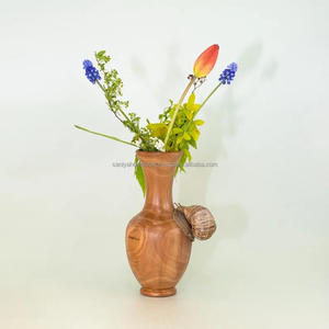 Petit vase en bois fait à la main en bois naturel couleur polie Technique pour la maison décorative cadeau Style artisanat boîte - Product Image 5