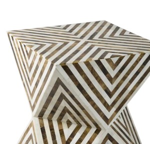 Tabourets en forme de chevron carré avec incrustations de coquillages, mosaïque de nacre naturelle, table de chevet pour l'intérieur de la maison - Product Image 2