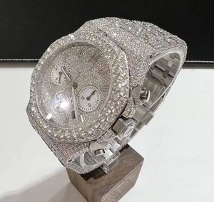 DAZZLING JEWELS นาฬิกาหรูหราสำหรับทุกเพศ สีขาวทอง สแตนเลสสตีล ประดับเพชร ขนาด 42 มม. ระบบอนาล็อก กลไกอัตโนมัติ กระจกแซฟไฟร์คุณภาพสูง - Product Image 3