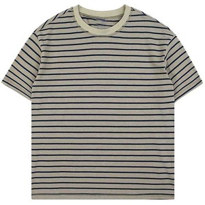 Camiseta a Rayas de Algodón 100% de Alta Calidad al por Mayor, Cuello Redondo, Teñida con Hilo, Rayas Verticales, Camiseta Informal para Hombre - Product Image 6