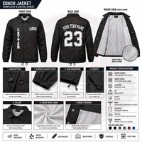 Veste de coach personnalisée avec broderie de la ligne Delta de la sororité DST, col montant, lettres grecques, en toile, décontractée, hiver