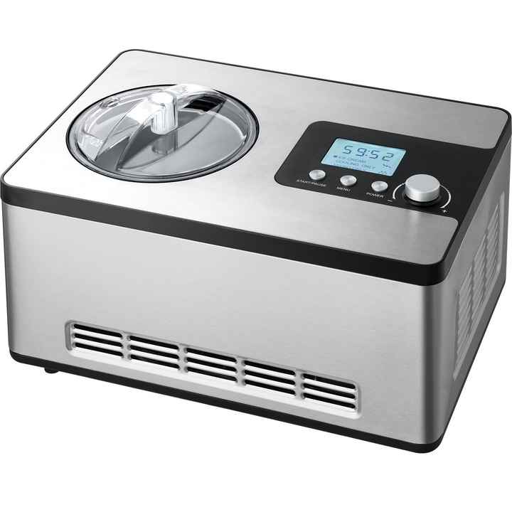 Automatic 2 Quart Stainless Steel Electric Sorbet Maker Built-in Compressor Gelato Machine LCD Display Timer No Ice Cream Maker