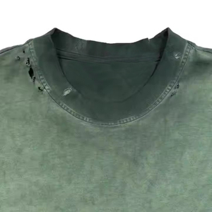 Men's Casual <b>Acid</b> Wash Vintage T-Shirts High Street Cotton <b>Drop</b> Shoulder with Custom O-neck Print Short Sleeves - Product Image 4