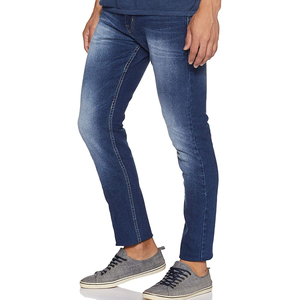 <b>Men's</b> Custom Logo Acid Wash Sky Blue Denim <b>Jeans</b> Straight Fit Distressed Washed Plus Size Style Wholesale Winter Autumn Summer - Product Image 3