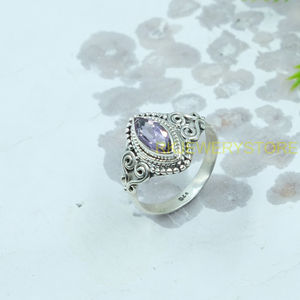 Natural Amethyst 925 Sterling Silver Handmade Vintage Filigree <b>Ring</b> Marquise Cut Purple Gemstone <b>Statement</b> <b>Ring</b> for Women Mom - Product Image 6