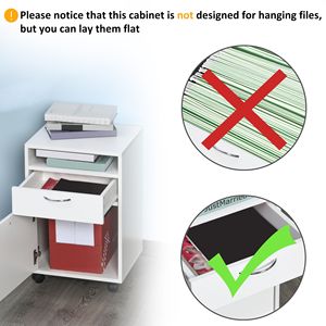 Armadietto Mobile bianco con ruote per cassetti con supporto per stampante organizzatore di archiviazione con ruote - Product Image 6