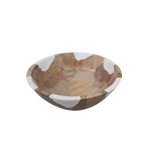 Bol de service en bois de mangue avec Joint en résine blanche de Style arabe, ensemble de cuillères de service, bol à fruits décoratif, ensemble de service - Product Image 1