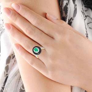Bague polyvalente en diamant Unity, élégante bague cocktail en émeraude et onyx noir en or 18 carats, bijoux fins de luxe pour femmes - Product Image 2
