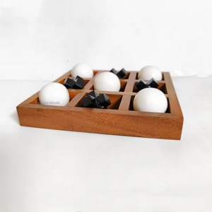 Thủ công bằng gỗ Tic Tac Toe trò chơi thiết lập với <span class=keywords><strong>3D</strong></span> màu đen vượt qua Trắng Spheres trang trí bàn cà phê Hội Đồng Quản trị trò chơi cho người lớn & trẻ em - Product Image 5