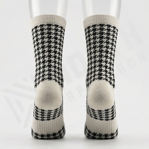 <b>Crew</b> <b>Socks</b> Houndstooth Pattern Breathable Knitted Cotton Polyester Spandex Adult Summer Casual Daily Wear - Product Image 5