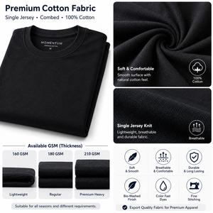 T-shirt à manches courtes noir pour homme, imprimé motif, coupe décontractée, col rond, 100% coton tricoté, séchage rapide, respirant, 180g - Product Image 3
