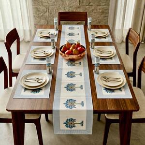 Blue Paisley Traditional Knitted 100% Cotton <b>Table</b> <b>Runner</b> Rectangle Decorative <b>Dining</b> <b>Table</b> Centerpiece for Home Hotel Party - Product Image 4