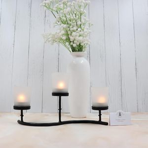 Support de bougie chauffe-plat en verre dépoli et fer blanc, fait main, durable, centre de table, décoration intérieure, lot de décoration pour fête d'anniversaire - Product Image 3