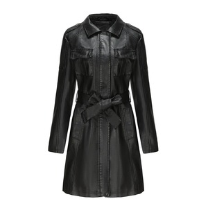 Abrigo Largo de Cuero Genuino para Mujer, Diseño OEM, Moda de Invierno, Impermeable, Transpirable, Ecológico, Cierre Triple, Chaqueta Casual y Elegante - Product Image 3