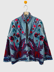 Veste à col mandarin brodée à la main avec des motifs floraux, manches longues, taille plus, vêtements d'automne pour femmes adultes - Product Image 4