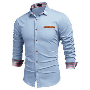 Camisas de Vestir Formales para Hombre, con Cuello Marinero, Manga Larga, 100% Algodón, Secado Rápido, Transpirables, Ecológicas, Casuales - Product Image 3