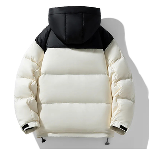 Chaqueta Acolchada con Capucha Verde para Hombre, Color Sólido, Resistente al Viento, Rellena de Plumón, Cierre de Cremallera, Ropa Casual de Invierno, Corte Regular - Product Image 4