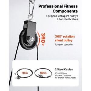 Sistema di Pulegge LAT con Maniglie a Doppia Presa, Barra Corta, Accessorio per Rack da Palestra, 1 Pezzo, Sistema di Pulegge con Cavi in Acciaio per Home Gym - Product Image 4
