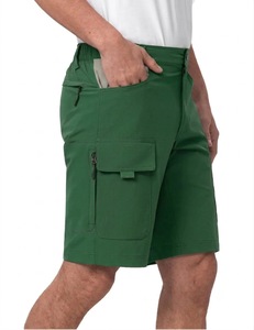 Pantalones cortos cargo de senderismo transpirables de cintura media para hombre, de secado rápido, para trabajo, golf, casuales, negros, con múltiples bolsillos. - Product Image 4