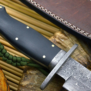 Couteau tactique de chasse à poignée ergonomique, outil de survie en plein air, motif en acier Damas, équipement de camping, utilisation multi-usage - Product Image 4