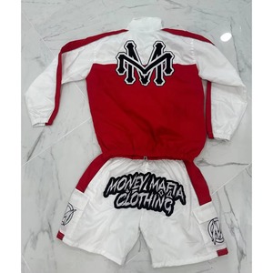 Wholesale Custom Two Piece <b>Men's</b> Windbreaker Short <b>Jacket</b> 100% Cotton Satin Streetwear Quick Dry Tracksuit Set <b>Summer</b> High - Product Image 6