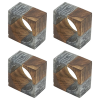Lot de 4 anneaux de serviette en bois de manguier naturel, supports de serviette en bois pour décoration de table, dîner, mariage, fête, salle à manger rustique, maison
