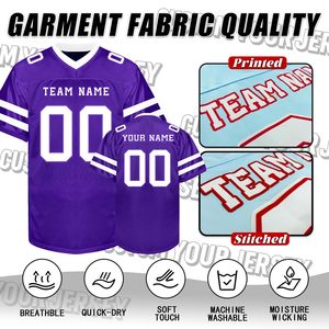 Men's Purple V-<b>Neck</b> Football Jersey Short Sleeve Custom Sublimated Print Breathable Mesh Sport Apparel All Seasons Regular Fit - Product Image 5