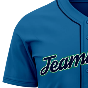 Camiseta de Béisbol Azul de Manga Corta con Botones, Uniforme de Equipo Personalizado, Ligera, Transpirable, Deportiva - Product Image 4