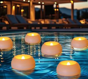 TOOWIN 6cm Diameter Led Floating Wax Waterproof Flameless <b>Light</b>, Romantic Wedding Decoration, Water-Skimming Pool <b>Light</b> - Product Image 1