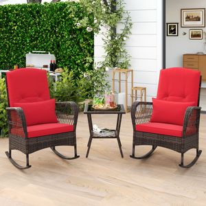 Set Bistrot Rilassante - Tavolo in Rattan a 3 Pezzi con Cuscini e Tavolino a 2 Livelli, Perfetto per Patio, Giardino e Balcone - Product Image 2