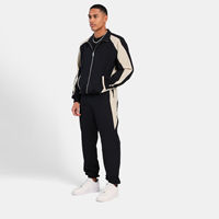 Setelan Olahraga Unisex Solid Tracksuit Full Zipper Sporty Jogger Fit Reguler Bahan Polyester Anti Air Bernapas Bermotif Cocok untuk Musim Gugur