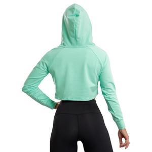 High Quality Custom Logo Cotton <b>Long</b> Sleeve Pullover Women Crop Top Hoodie for Gym Clothing and Out Door Fit - Product Image 6