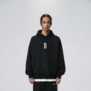 French Terry Solid Polyester/Cotton 320g Oversized Hoodie for Men Pockets Eco-Friendly Winter Unlined Wholesale Streetwear - Product Image 4