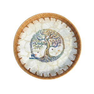 Plateau en rotin incrusté de nacre, artisanat raffiné, fabrication vietnamienne, usine de confiance - Product Image 1