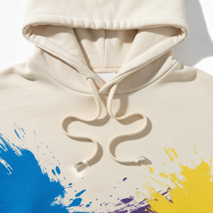 Sudadera con Capucha Estampada por Descarga, OEM ODM, Unisex, Hombro Caído, Oversize, Lisa, Efecto Tinta de Color Personalizado - Product Image 4