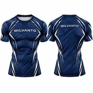 T-shirt de compression personnalisé bleu roi pour homme, vêtement de sport 100 % polyester, anti-humidité, respirant, sublimation, rashguard sportif - Product Image 3