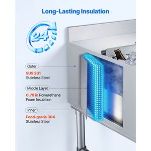 Contenitore per Ghiaccio in Acciaio Inox per Cucine Commerciali, Capacità Massima 134,7 Qt, Isolamento a Lunga Durata 24 Ore, 36 X 24 X 33 Pollici - Product Image 3