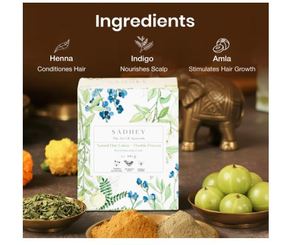 Henna en polvo Sadhev Ayurvédica 100% orgánica, a base de plantas naturales para el cabello - Product Image 3