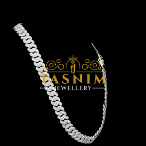 Cadena de eslabones cubanos de 10 mm y 22 pulgadas de ancho, estilo hip hop, unisex, de plata S925, personalizada con moissanita de corte brillante certificado, en oro. - Product Image 6