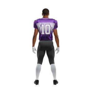 Tenues de football américain pour joueurs d'élite, ajustement confortable, imprimé anti-décoloration, avec accents violet et or, directement de l'usine - Product Image 2