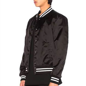 แจ็คเก็ตวาร์ซิตี้ผ้าซาตินสีแดงแบบสั่งทำ, แจ็คเก็ตเบสบอลผ้าซาติน, แจ็คเก็ตวาร์ซิตี้ผ้าฝ้าย - Product Image 3