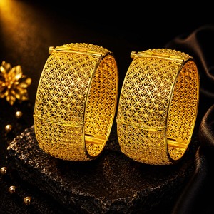 Wholesale Brass 14K 18K 24K Micron Gold Plated Openable Kada Bangles Dubai Style Arabic <b>Bridal</b> Kada Fashion Bangles Oro Joyeria - Product Image 2