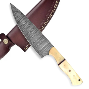 Cuchillo de Cocina Profesional de Acero de Damasco Hecho a Mano, Cuchillería de Cocina de Primera Calidad con Hoja Artesanal y Mango de Hueso Personalizado - Product Image 4