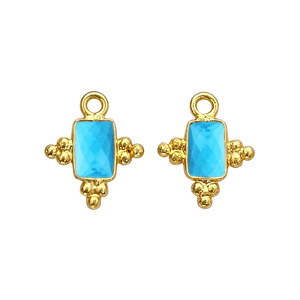 Colgantes de Bisel Rectangulares de Turquesa de 5x3mm Hechos a Mano, Bañados en Oro, para Joyería de Piedra de Nacimiento, Proveedores de Accesorios para la Fabricación de Pendientes - Product Image 1