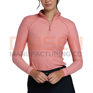 Luxury Women Equestrian <b>Base</b> <b>Layer</b> Zipper <b>Long</b> <b>Sleeve</b> Skinny Fit Riding Shirt Stretch Breathable Anti Odor OEM - Product Image 3