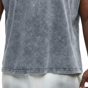 <b>Men's</b> Washed Grey Sleeveless T <b>Shirt</b> Solid Crew Neck Tank Top Street Casual Summer Muscle <b>Shirt</b> - Product Image 3