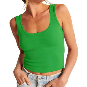 Débardeur court pour femme de haute qualité, coupe ajustée, vêtements de fitness, débardeur court sans manches pour la gym - Product Image 1