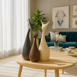 Décoration d'intérieur - Figurines en céramique effet mat Famille de cerfs porte-bonheur - (Ensemble de 3) - Product Image 2