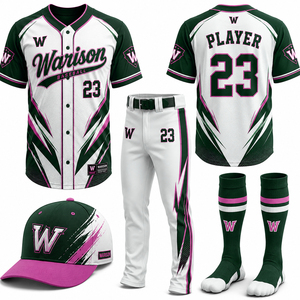 Customized Unisex Baseball Uniform Set Solid Color Sublimation 100% Polyester Sportswear Baseball Uniform Kit - Product Image 6